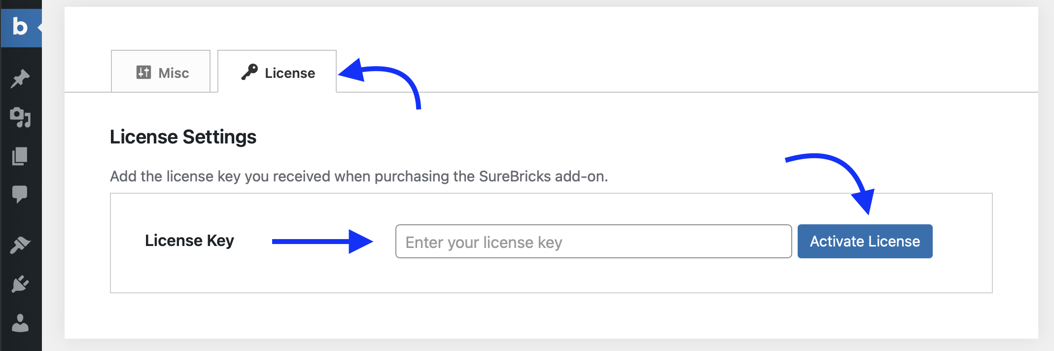 Activating the license key